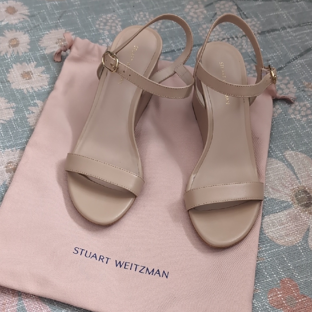 Stuart Weitzman Tan Wedge Sandals
